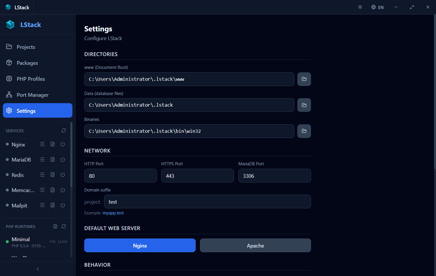 LStack – Local Dev Stack for Windows & Linux